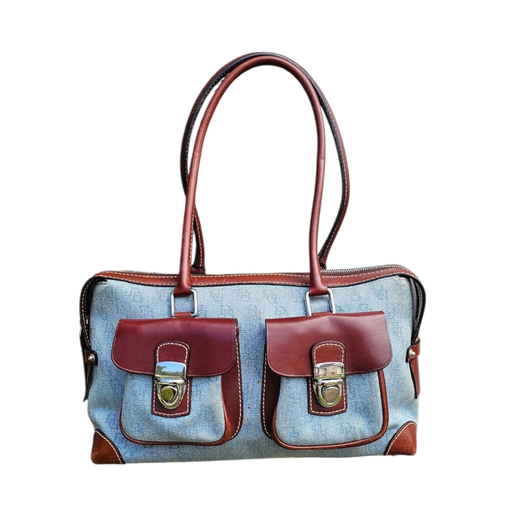 Dooney & Bourke Blue and Brown Shoulder Bag